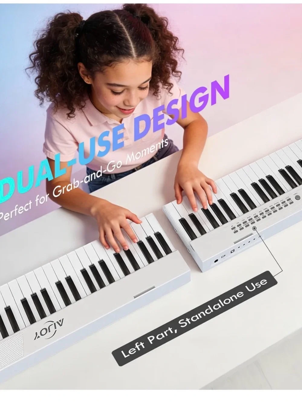 White 88-Key Folding Digital Piano Keyboard with Carry Bag